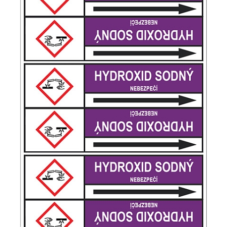 Značení potrubí, hydroxid sodný